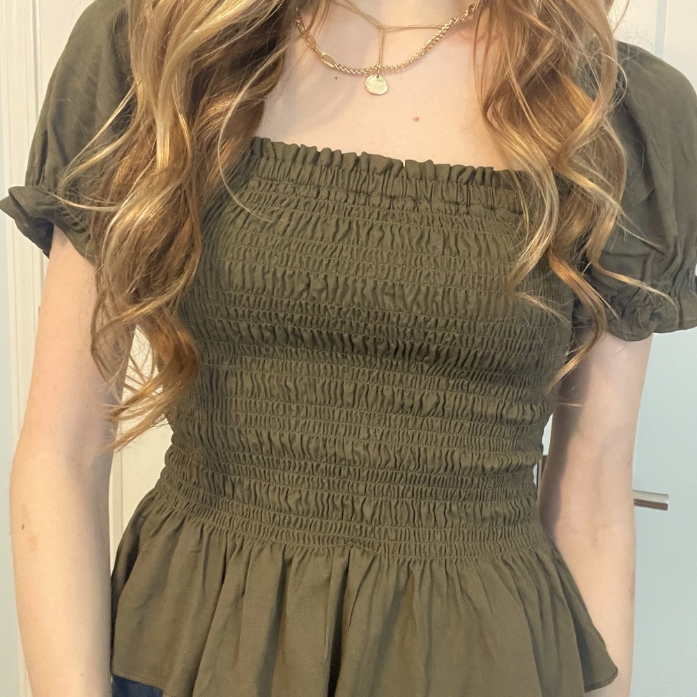 Dark green babydoll top